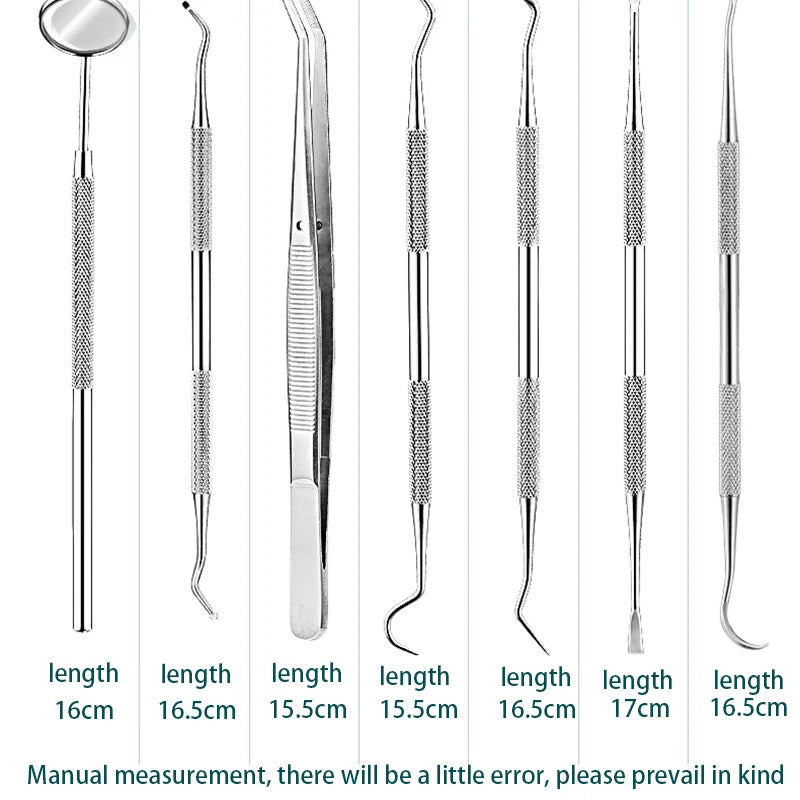 6Pcs Stainless Dental Tool Set Dentist Tooth Clean Hygiene Picks Mirror Kit