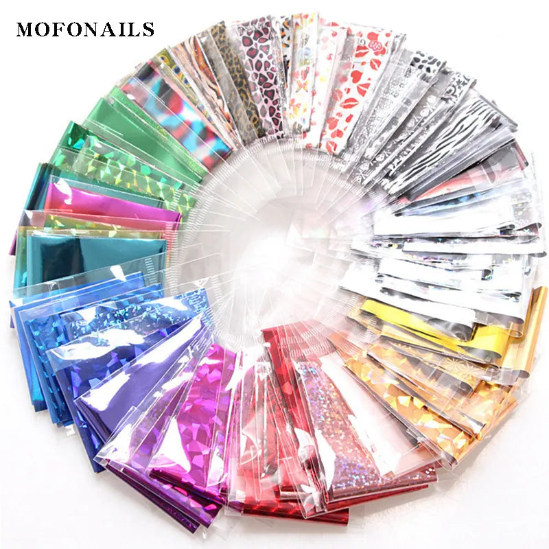 50pcs/Lo Holographic Nail Transfer Foil Decors