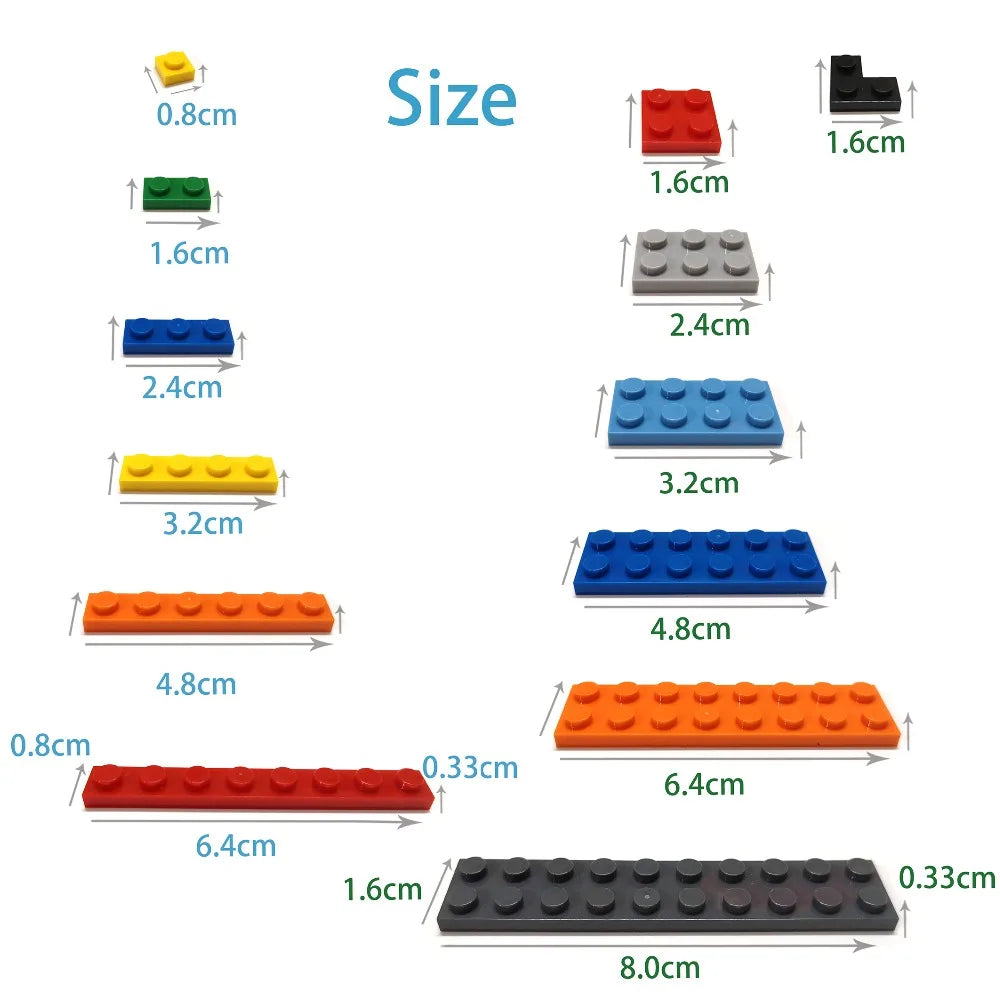 100pcs DIY Building Blocks Thick Figures Bricks Slope 1x2 Dots