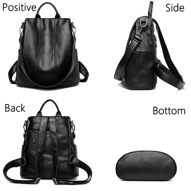 Women's Waterproof Anti Theft Leather Backpack