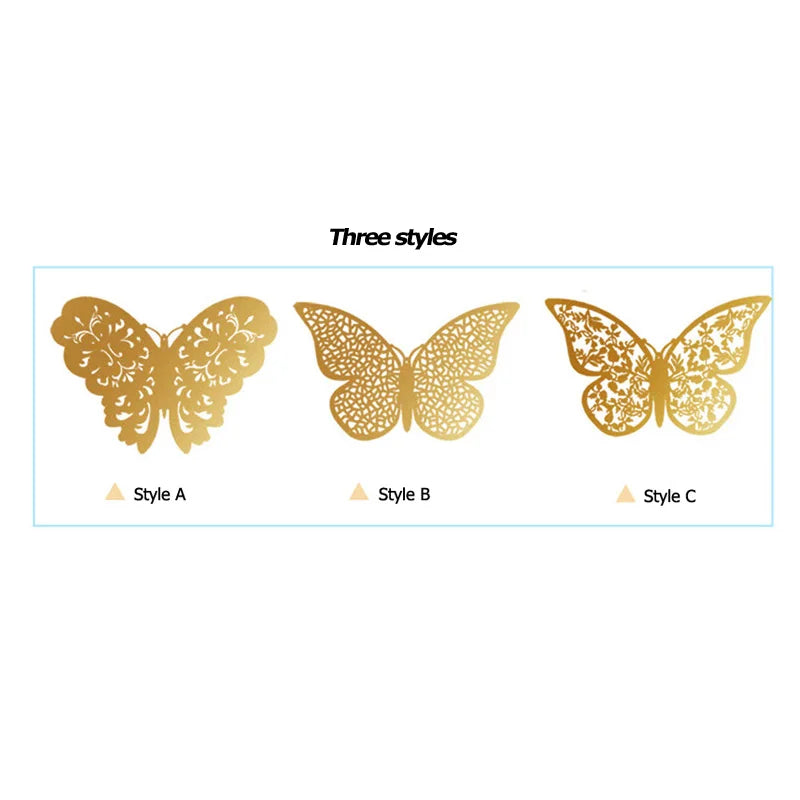 12Pcs/Set Hollow 3D Butterfly Wall Stickers