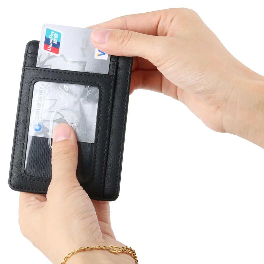 Slim RFID Blocking Leather Wallet Credit ID Card Holder