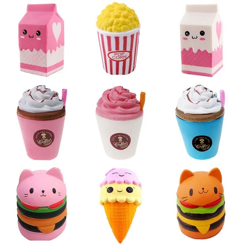 Jumbo Cute Popcorn Cake Hamburger Squeeze Toy