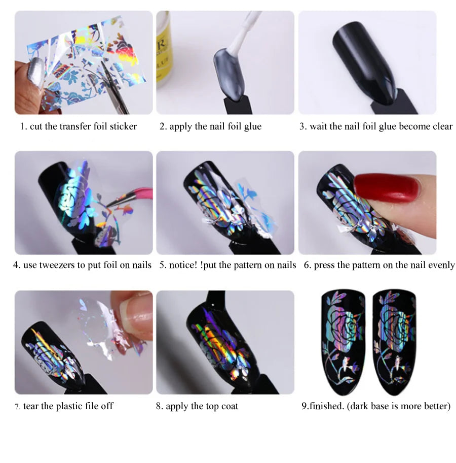 50pcs/Lo Holographic Nail Transfer Foil Decors