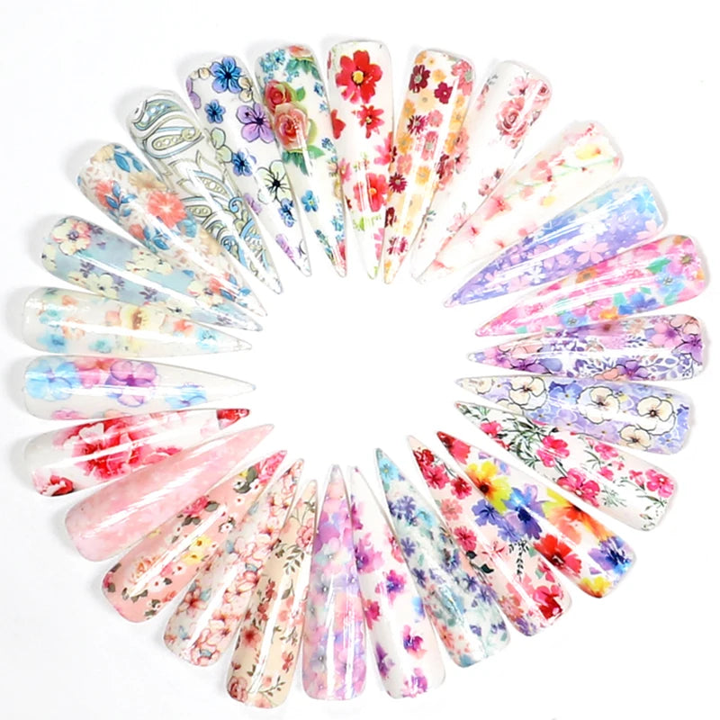 50pcs/Lo Holographic Nail Transfer Foil Decors