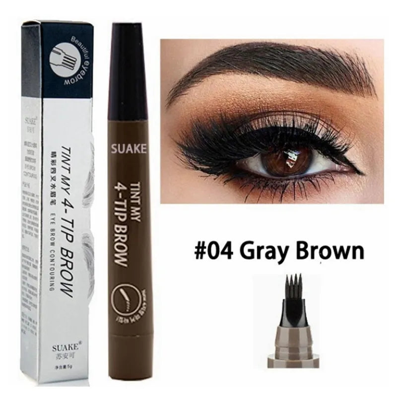 5 Colors Dark Brown 4 Point Liquid Eyebrow Pencil