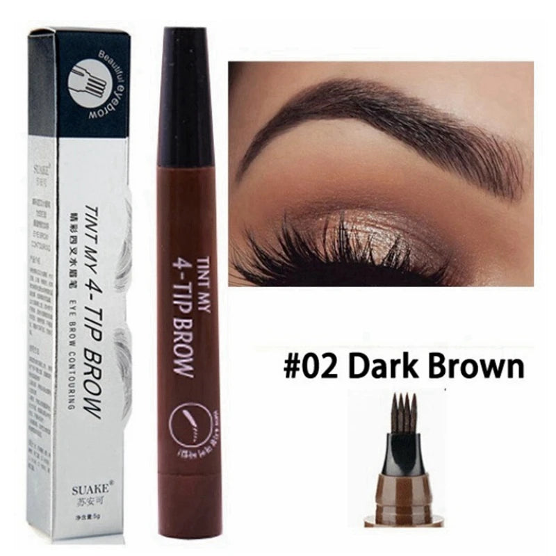 5 Colors Dark Brown 4 Point Liquid Eyebrow Pencil