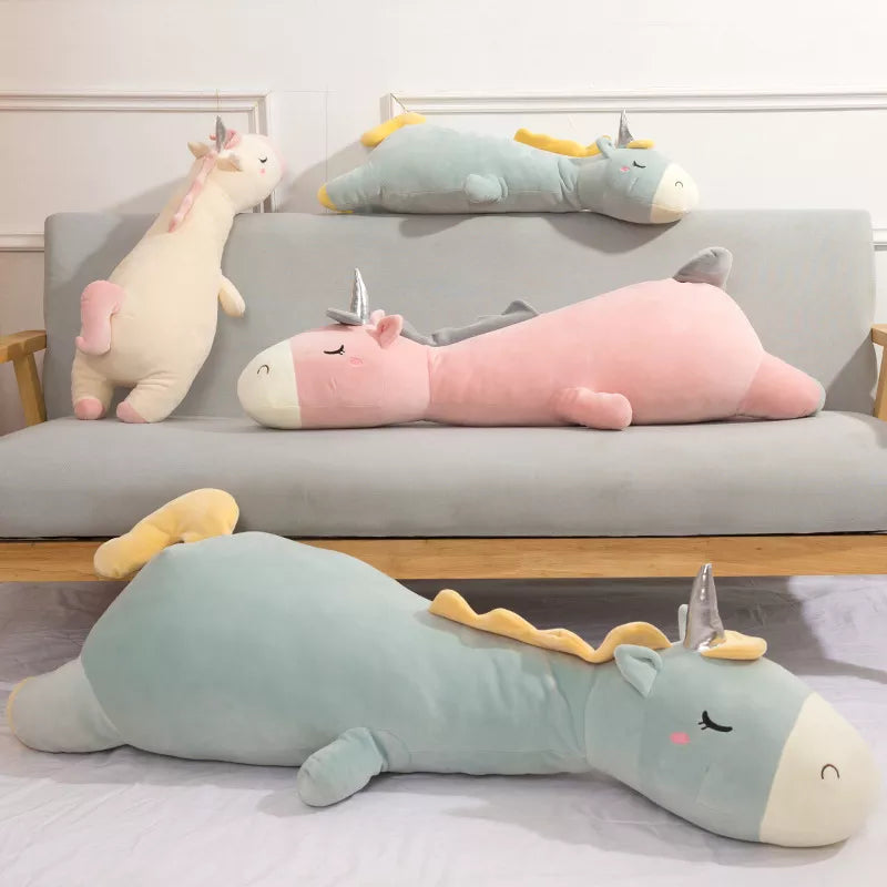 Giant Soft toy unicorn Stuffed Silver Horn