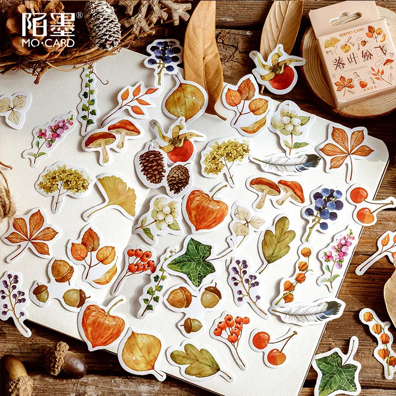 46pcs/pack Autumn Fallen Leaves Diy Diary Sticker