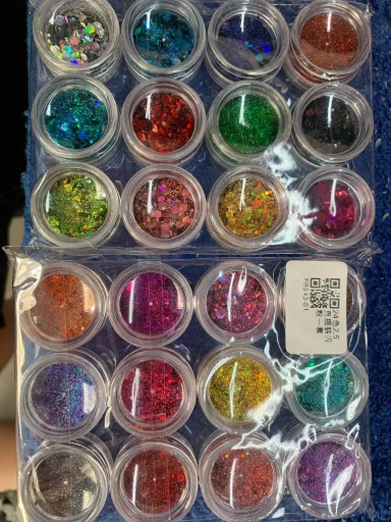 24 Colors Holographic Chunky Nail Glitter