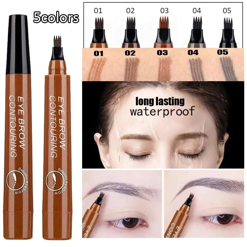 5 Colors Dark Brown 4 Point Liquid Eyebrow Pencil