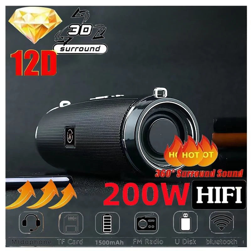 200W High-power Bluetooth Speaker Portable Bass