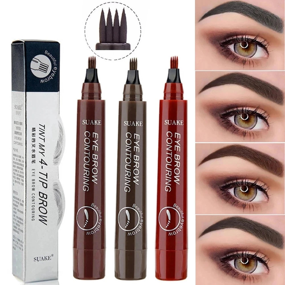 5 Colors Dark Brown 4 Point Liquid Eyebrow Pencil