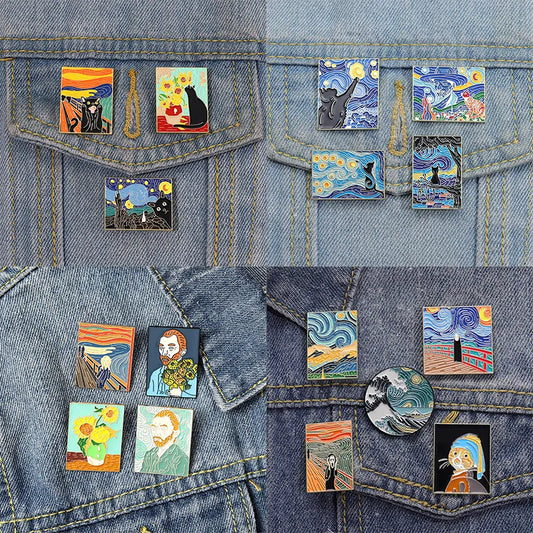 Fun Van Gogh Oil Painting Enamel Pins