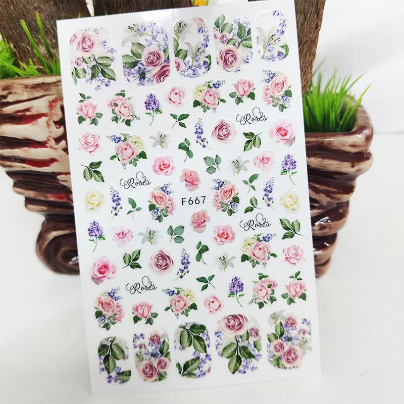 3D Nail Sticker Decals Fashion Butterfly Flowers Nail Art