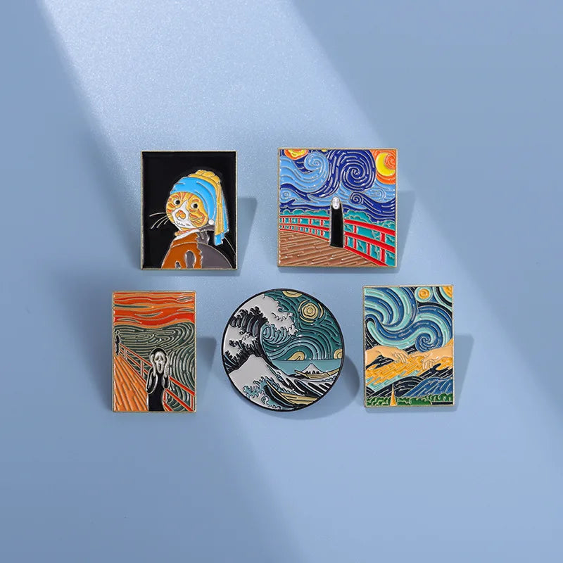 Fun Van Gogh Oil Painting Enamel Pins