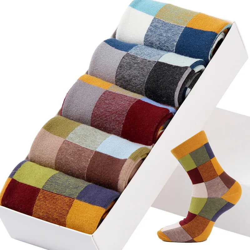 5 Pairs/Lot Combed Cotton Men's Socks