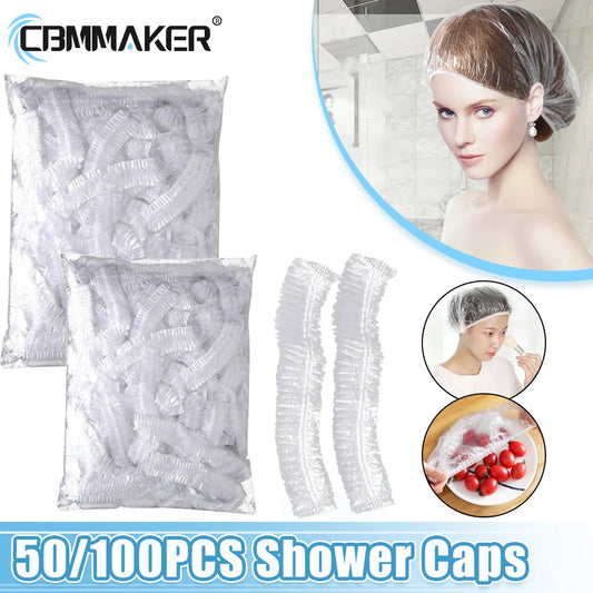 50/100Pcs Disposable Shower Cap Elastic Mesh Shape