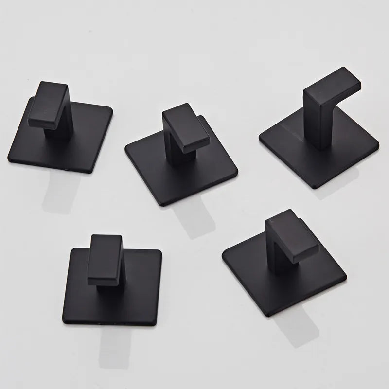 1/4pcs Black Self-Adhesive Wall Hooks