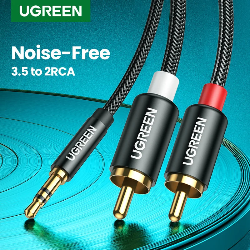 UGREEN RCA Cable HiFi Stereo 2RCA to 3.5mm Audio Cable