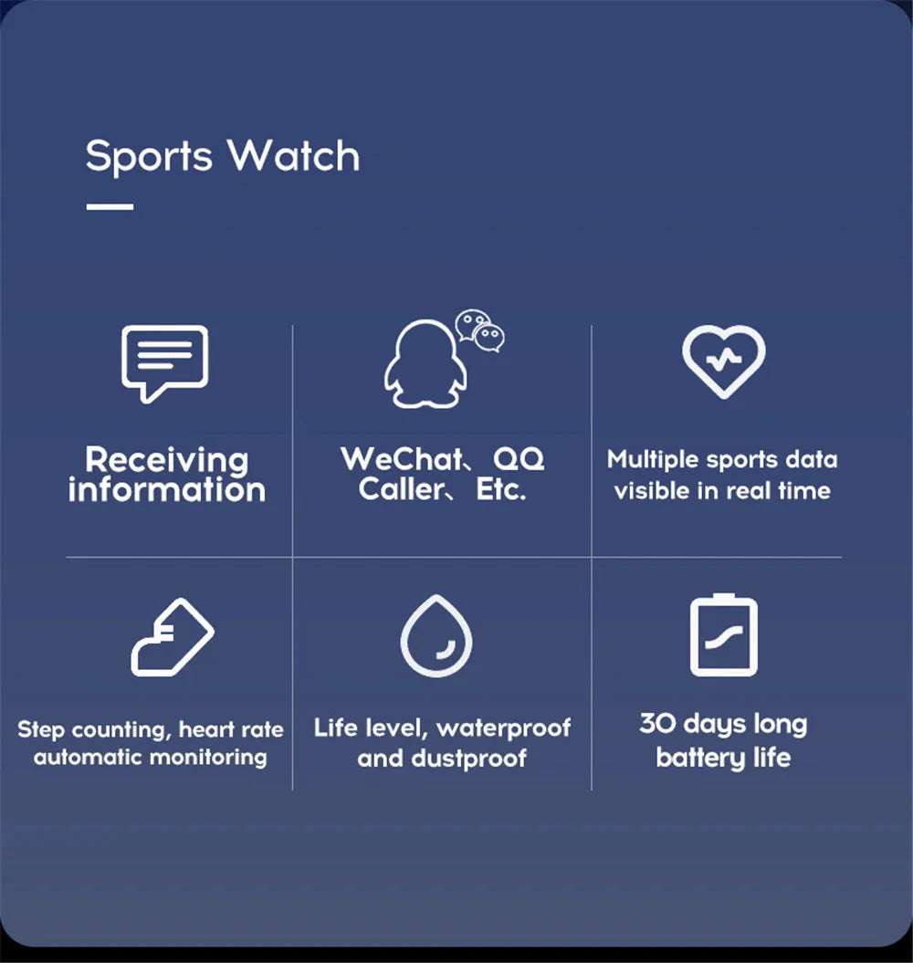 Men Blood Pressure Waterproof Smartwatch