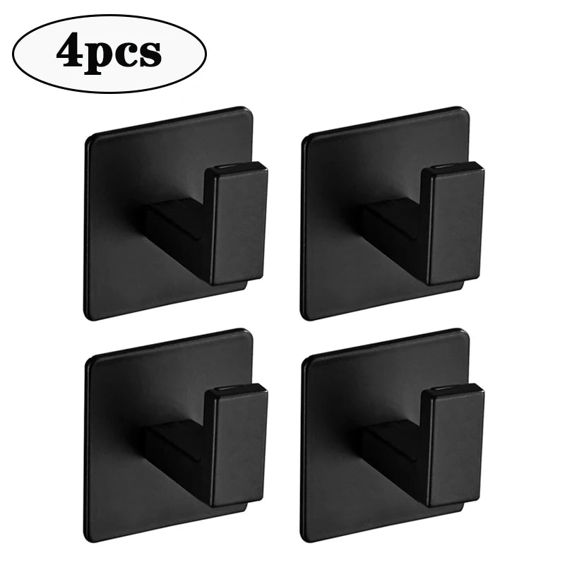 1/4pcs Black Self-Adhesive Wall Hooks