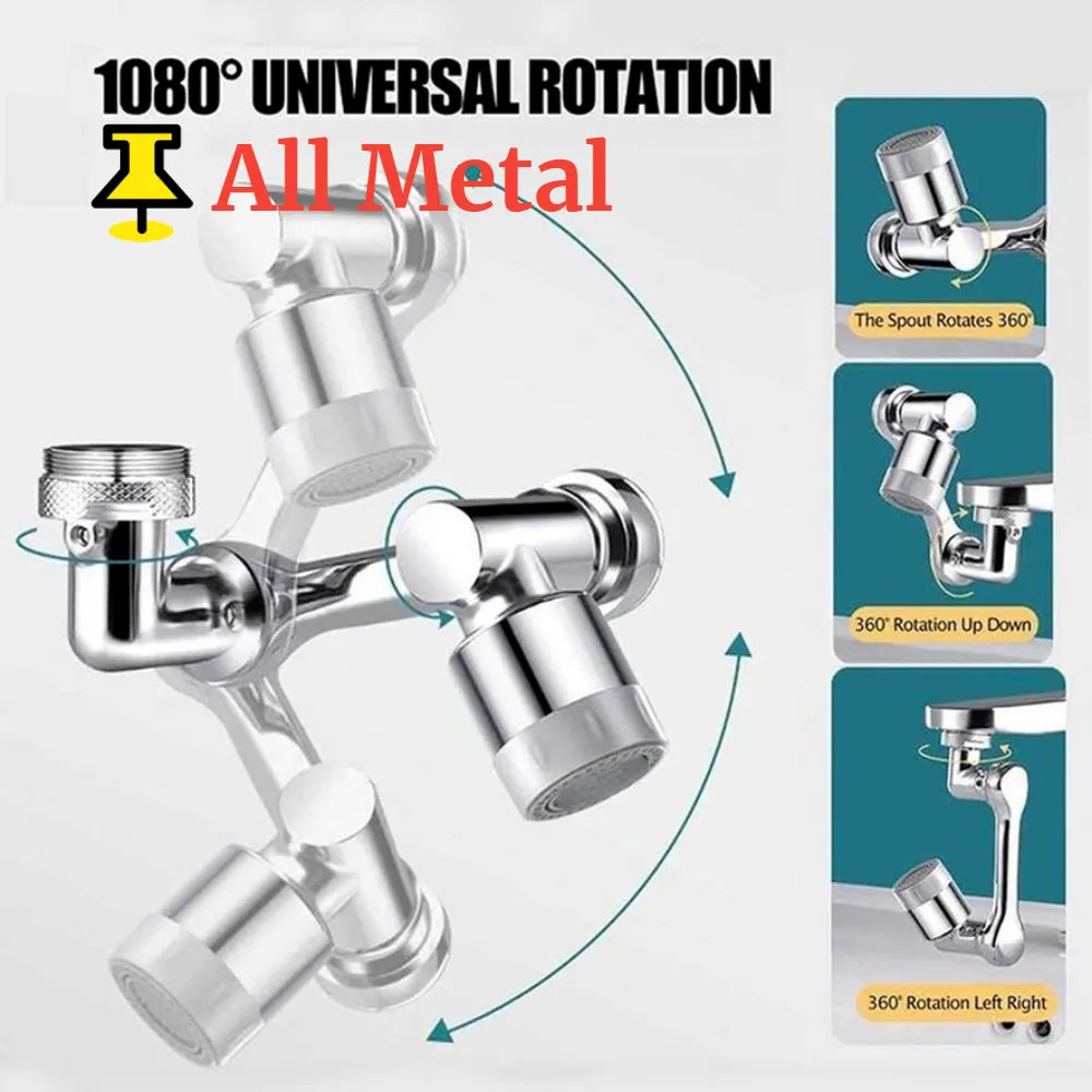 Universal Metal Copper Faucet Spray Head Tap Extension 1440° Rotation