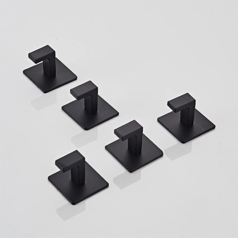 1/4pcs Black Self-Adhesive Wall Hooks