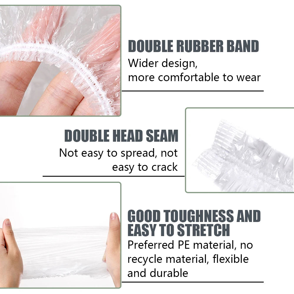 50/100Pcs Disposable Shower Cap Elastic Mesh Shape