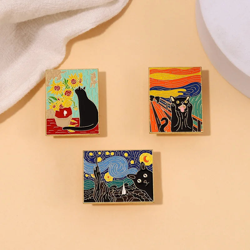 Fun Van Gogh Oil Painting Enamel Pins